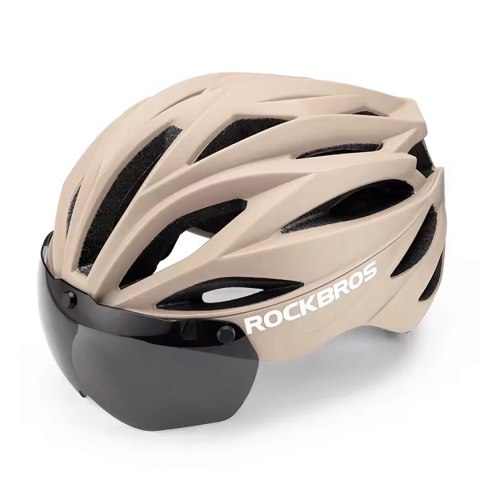 Kask rowerowy Rockbros z szybką, odpinane okulary z ochroną UV, unisex - brązowy Kask rowerowy Rockbros z szybką, odpinane okulary z ochroną UV, unisex - brązowy