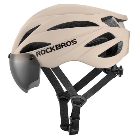 Kask rowerowy Rockbros z szybką, odpinane okulary z ochroną UV, unisex - brązowy Kask rowerowy Rockbros z szybką, odpinane okulary z ochroną UV, unisex - brązowy
