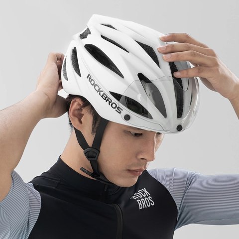 Kask rowerowy Rockbros z szybką, odpinane okulary z ochroną UV, unisex - brązowy Kask rowerowy Rockbros z szybką, odpinane okulary z ochroną UV, unisex - brązowy