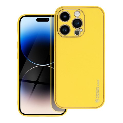 Futerał LEATHER CASE skórzany do IPHONE 14 Pro żółty Futerał LEATHER CASE skórzany do IPHONE 14 Pro żółty