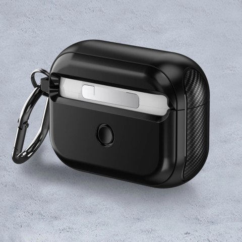 Etui Tech-Protect Defender Hook MagSafe z karabińczykiem na Apple AirPods Pro 1 / 2 - czarne