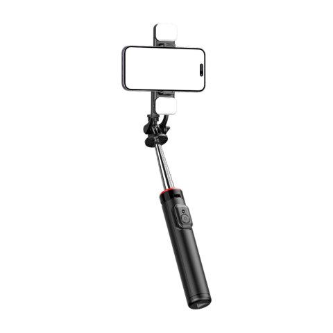 Selfie stick WC13YDS teleskopowy tripod 1.3m z podwójną lampą i uchwytem na telefon - czarny Selfie stick WC13YDS teleskopowy tripod 1.3m z podwójną lampą i uchwytem na telefon - czarny