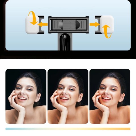 Selfie stick WC13YDS teleskopowy tripod 1.3m z podwójną lampą i uchwytem na telefon - czarny Selfie stick WC13YDS teleskopowy tripod 1.3m z podwójną lampą i uchwytem na telefon - czarny