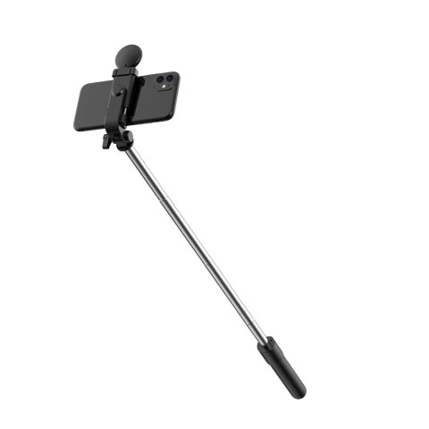 Selfie stick WH1YXS teleskopowy tripod 1m z okrągłą lampą i uchwytem na telefon - czarny Selfie stick WH1YXS teleskopowy tripod 1m z okrągłą lampą i uchwytem na telefon - czarny