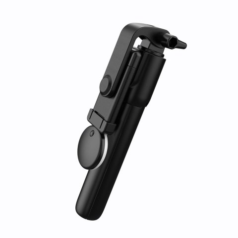 Selfie stick WH1YXS teleskopowy tripod 1m z okrągłą lampą i uchwytem na telefon - czarny Selfie stick WH1YXS teleskopowy tripod 1m z okrągłą lampą i uchwytem na telefon - czarny
