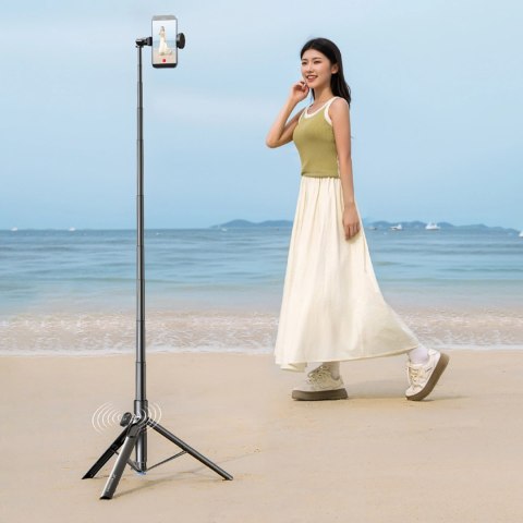 Selfie stick Wozinsky WRZP1 z automatycznie rozkładanymi nóżkami, funkcja statywu, 1,7m - czarny