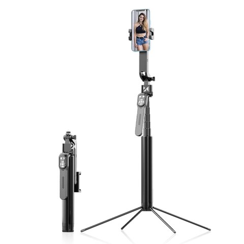 Selfie stick Wozinsky WST-360YS z funkcją statywu z automatycznym śledzeniem twarzy 360° AI sterowanie gestami - czarny