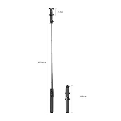 Selfie stick / kijek teleskopowy ze stojakiem i pilotem Bluetooth 1.5m Ugreen LP586 - czarny Selfie stick / kijek teleskopowy ze stojakiem i pilotem Bluetooth 1.5m Ugreen LP586 - czarny