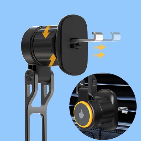 Uchwyt samochodowy Wozinsky WCT5-6S2Y z ładowarką indukcyjną Qi/MagSafe 15W na kratkę nawiewu - czarny Uchwyt samochodowy Wozinsky WCT5-6S2Y z ładowarką indukcyjną Qi/MagSafe 15W na kratkę nawiewu - czarny