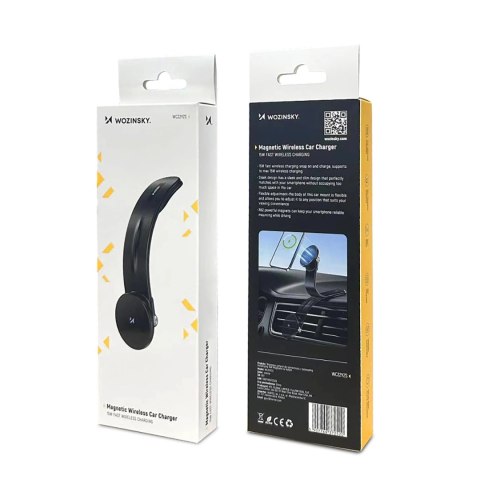Uchwyt samochodowy Wozinsky WCZ2Y2S magnetyczny z ładowarką indukcyjną 15W MagSafe do samochodu na kokpit - czarny Uchwyt samochodowy Wozinsky WCZ2Y2S magnetyczny z ładowarką indukcyjną 15W MagSafe do samochodu na kokpit - czarny