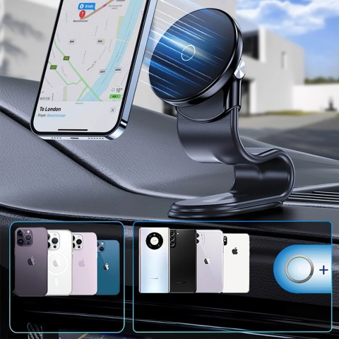 Uchwyt samochodowy Wozinsky WCZ2Y2S magnetyczny z ładowarką indukcyjną 15W MagSafe do samochodu na kokpit - czarny Uchwyt samochodowy Wozinsky WCZ2Y2S magnetyczny z ładowarką indukcyjną 15W MagSafe do samochodu na kokpit - czarny