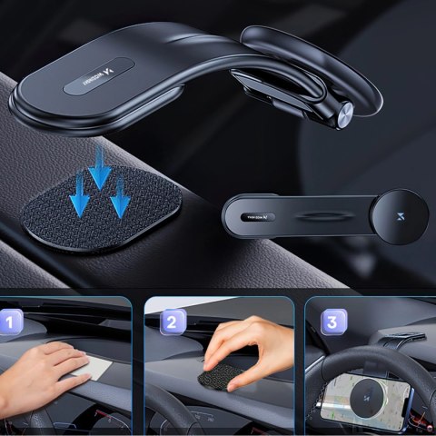 Uchwyt samochodowy Wozinsky WCZ2Y2S magnetyczny z ładowarką indukcyjną 15W MagSafe do samochodu na kokpit - czarny Uchwyt samochodowy Wozinsky WCZ2Y2S magnetyczny z ładowarką indukcyjną 15W MagSafe do samochodu na kokpit - czarny