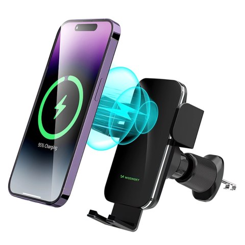 Uchwyt samochodowy Wozinsky WEDZ-3Y8S zaciskowy z ładowarką indukcyjną 15W do telefonu na kratkę nawiewu - czarny Uchwyt samochodowy Wozinsky WEDZ-3Y8S zaciskowy z ładowarką indukcyjną 15W do telefonu na kratkę nawiewu - czarny