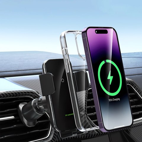 Uchwyt samochodowy Wozinsky WEDZ-3Y8S zaciskowy z ładowarką indukcyjną 15W do telefonu na kratkę nawiewu - czarny Uchwyt samochodowy Wozinsky WEDZ-3Y8S zaciskowy z ładowarką indukcyjną 15W do telefonu na kratkę nawiewu - czarny