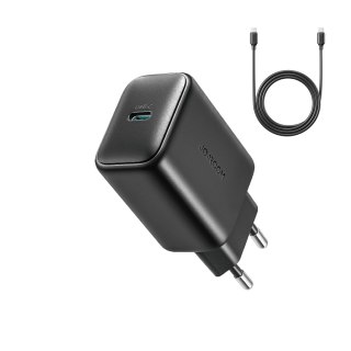 Ładowarka Joyroom JR-TCF23 sieciowa USB-C 25W SFC / PPS / PD - czarna + kabel USB-C / USB-C 1m