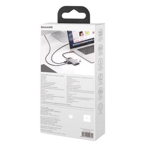 Baseus Metal Gleam 4w1 wielofunkcyjny HUB USB Typ C - USB Typ C Power Delivery 100 W / HDMI 4K 30 Hz / USB 3.2 Gen 1 / USB 2.0 (