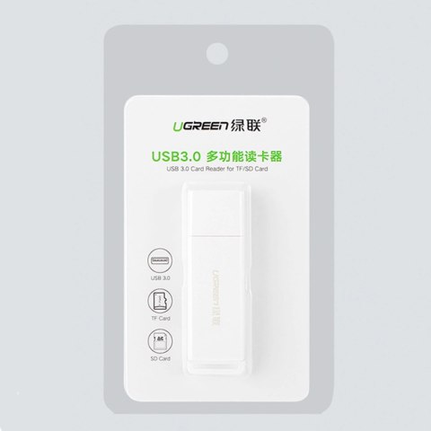 Ugreen przenośny czytnik kart TF/SD pod USB 3.0 biały (CM104)