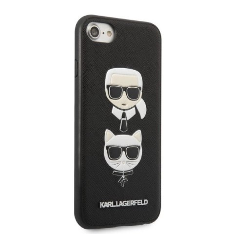 Etui Karl Lagerfeld Saffiano Karl&Choupette Head na iPhone 7 / 8 / SE 2020 / SE 2022 - czarne