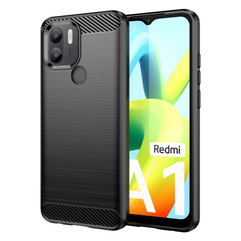 Carbon Case etui do Xiaomi Redmi A1+ elastyczny silikonowy karbonowy pokrowiec czarne Carbon Case etui do Xiaomi Redmi A1+ elastyczny silikonowy karbonowy pokrowiec czarne