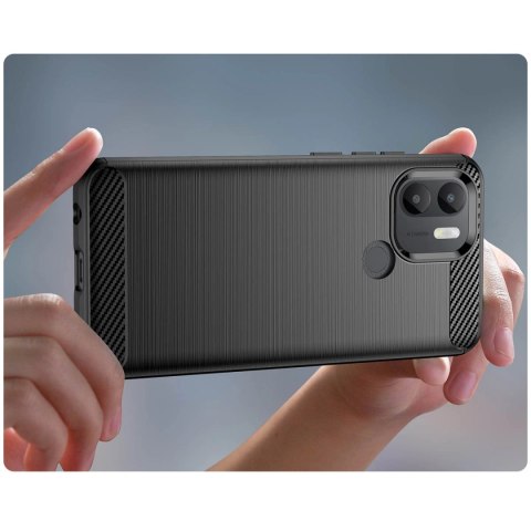 Carbon Case etui do Xiaomi Redmi A1+ elastyczny silikonowy karbonowy pokrowiec czarne Carbon Case etui do Xiaomi Redmi A1+ elastyczny silikonowy karbonowy pokrowiec czarne