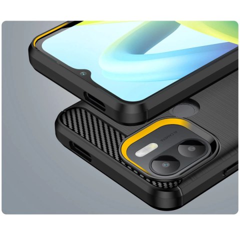 Carbon Case etui do Xiaomi Redmi A1+ elastyczny silikonowy karbonowy pokrowiec czarne Carbon Case etui do Xiaomi Redmi A1+ elastyczny silikonowy karbonowy pokrowiec czarne
