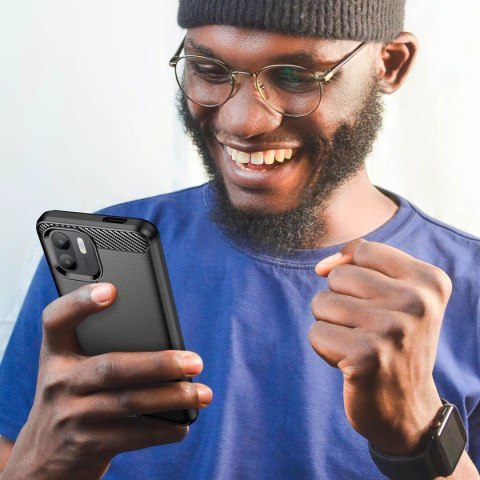 Carbon Case etui do Xiaomi Redmi A1+ elastyczny silikonowy karbonowy pokrowiec czarne Carbon Case etui do Xiaomi Redmi A1+ elastyczny silikonowy karbonowy pokrowiec czarne