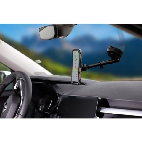Uchwyt na telefon do samochodu magnetyczny zgodny z MagSafe Forcell F-Grip PrecisionX do szyby / deski / kratki czarny