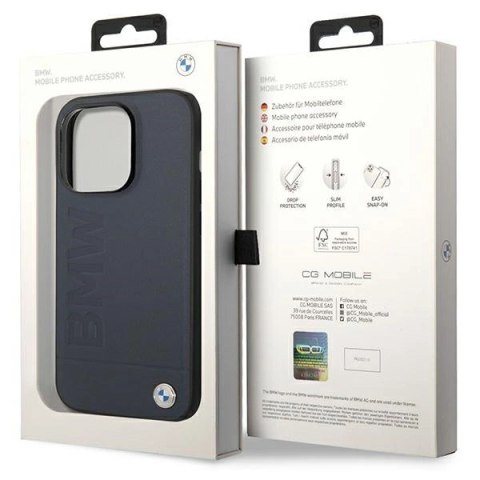 Etui BMW Leather Hot Stamp MagSafe na iPhone 14 Pro Max - granatowe Etui BMW Leather Hot Stamp MagSafe na iPhone 14 Pro Max - granatowe