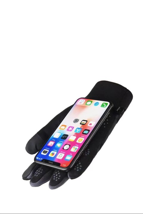 Rękawiczki wiatroszczelne do telefonu męskie - czarno-szare