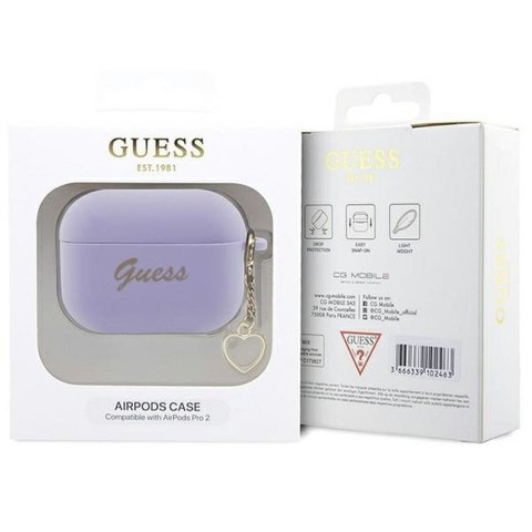 GUESS futerał do APPLE AirPods Pro 2 (2022 / 2023) GUAP2LSCHSU (Silicone Charm Heart Collection) fioletowy GUESS futerał do APPLE AirPods Pro 2 (2022 / 2023) GUAP2LSCHSU (Silicone Charm Heart Collection) fioletowy