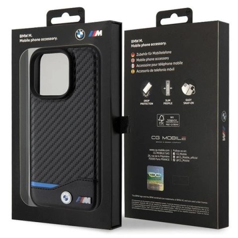 Etui BMW Leather Carbon na iPhone 15 Pro - czarne