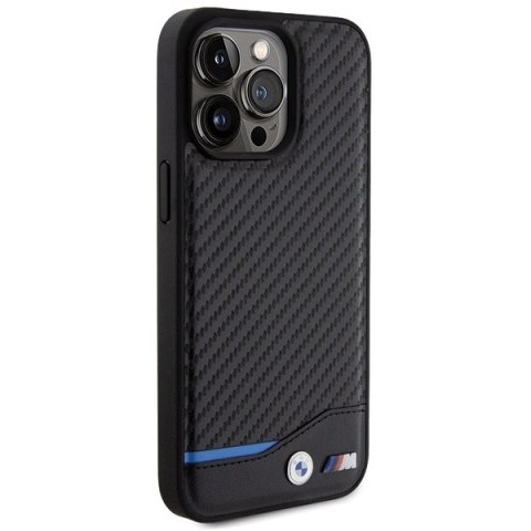 Etui BMW Leather Carbon na iPhone 15 Pro Max - czarne
