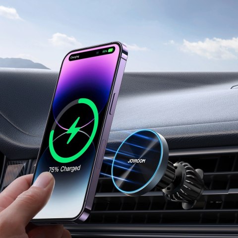 Joyroom magnetyczny uchwyt samochodowy bezprzewodowa ładowarka 15W na kratkę wentylacyjną nawiew czarna (JR-ZS240 Pro)