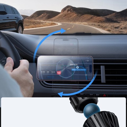 Joyroom magnetyczny uchwyt samochodowy bezprzewodowa ładowarka 15W na kratkę wentylacyjną nawiew czarna (JR-ZS240 Pro)