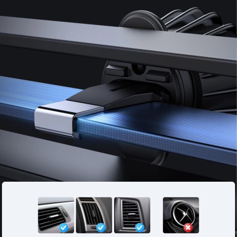 Joyroom magnetyczny uchwyt samochodowy bezprzewodowa ładowarka 15W na kratkę wentylacyjną nawiew czarna (JR-ZS240 Pro)