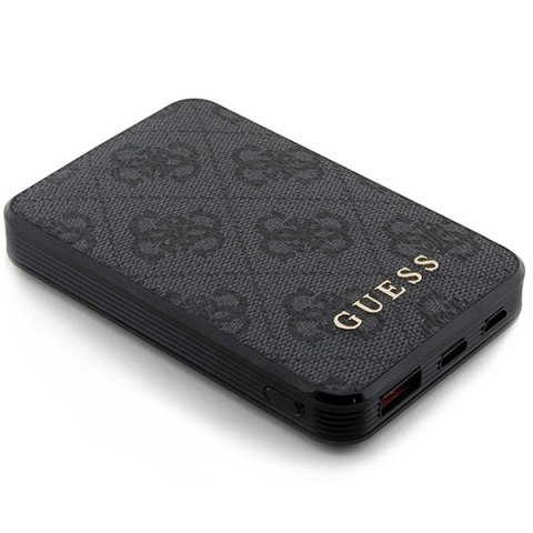 Powerbank Guess 4G Leather Metal Logo 15W 5000mAh - czarny