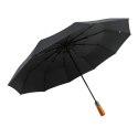 Automatyczny składany parasol z drewnianą rączką 10-ramienny XXL 115 cm czarny Automatyczny składany parasol z drewnianą rączką 10-ramienny XXL 115 cm czarny