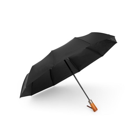Automatyczny składany parasol z drewnianą rączką 10-ramienny XXL 115 cm czarny Automatyczny składany parasol z drewnianą rączką 10-ramienny XXL 115 cm czarny
