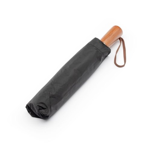 Automatyczny składany parasol z drewnianą rączką 10-ramienny XXL 115 cm czarny Automatyczny składany parasol z drewnianą rączką 10-ramienny XXL 115 cm czarny