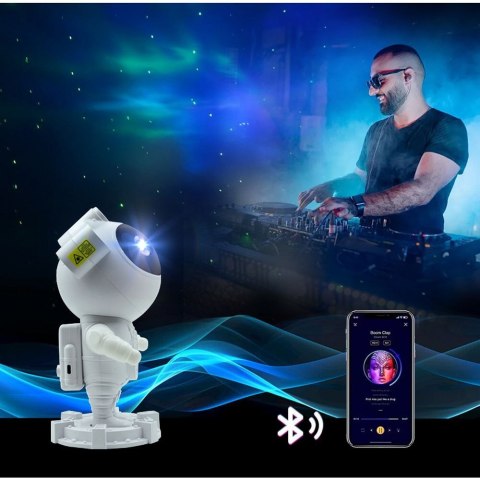 Projektor gwiazd astronauta z głośnikiem bluetooth X2501 biały Projektor gwiazd astronauta z głośnikiem bluetooth X2501 biały