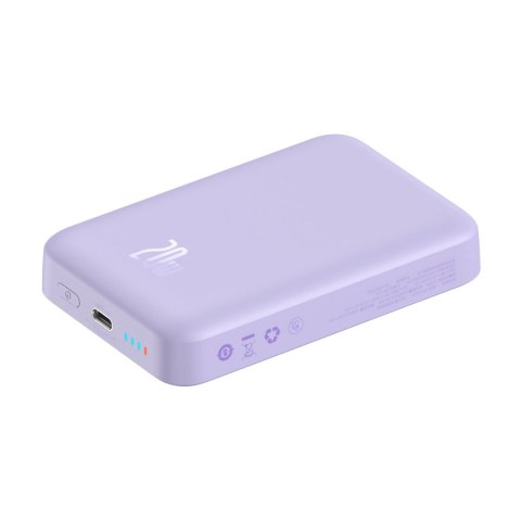Powerbank Baseus Magnetic Mini indukcyjny 10000mAh 20W - fioletowy + kabel USB-C - USB-C