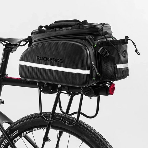 Torba rowerowa Rockbros A6-6 na bagażnik 35 l z rozkładanymi kieszeniami - czarna