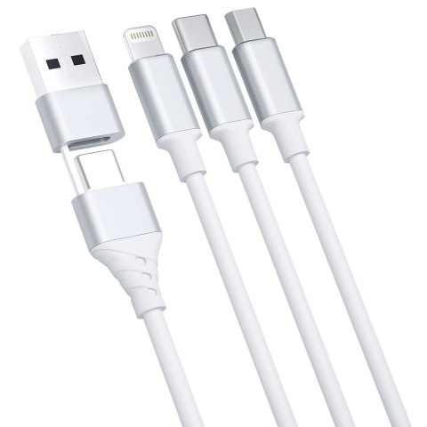 Kabel 3mk Hyper Cable 3w1 USB-A - USB-C / USB-C - micro USB - Lightning 1.5m - biały