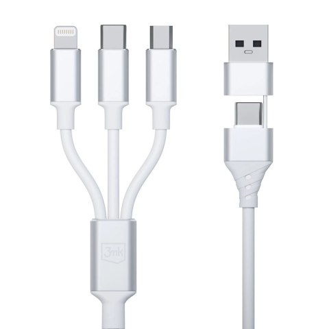Kabel 3mk Hyper Cable 3w1 USB-A - USB-C / USB-C - micro USB - Lightning 1.5m - biały