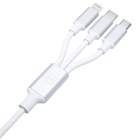 Kabel 3mk Hyper Cable 3w1 USB-A - USB-C / USB-C - micro USB - Lightning 1.5m - biały