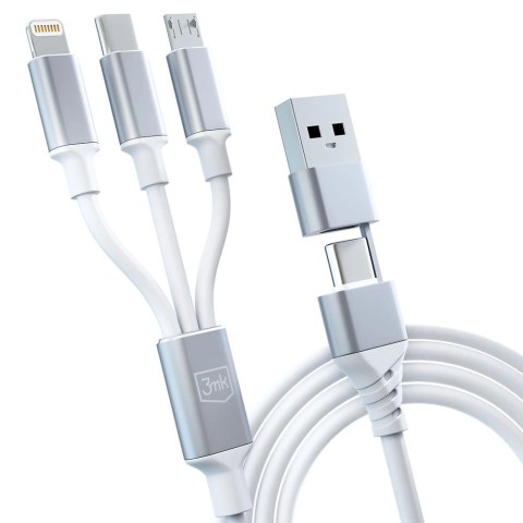Kabel 3mk Hyper Cable 3w1 USB-A - USB-C / USB-C - micro USB - Lightning 1.5m - biały