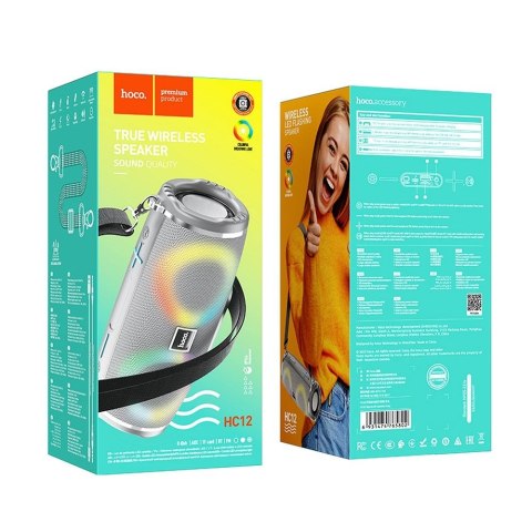 Głośnik bluetooth LED 2 x 5W 2h Hoco HC12 szary Głośnik bluetooth LED 2 x 5W 2h Hoco HC12 szary