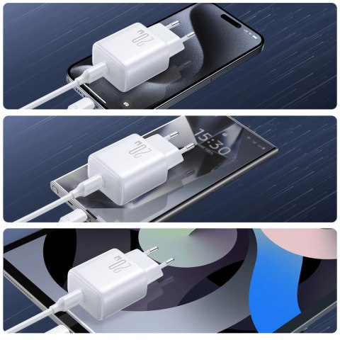 Ładowarka Joyroom JR-TCF20 sieciowa USB-C PD 20W - biała + kabel USB-C / USB-C 1m