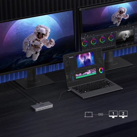 HUB Ugreen CM681 15978 13w1 USB-C - 2x USB-A 3.2 / 2x USB-A 3.0 / USB-C 3.2 / 2x HDMI / RJ45 / SD i TF / AUX / USB-C PD