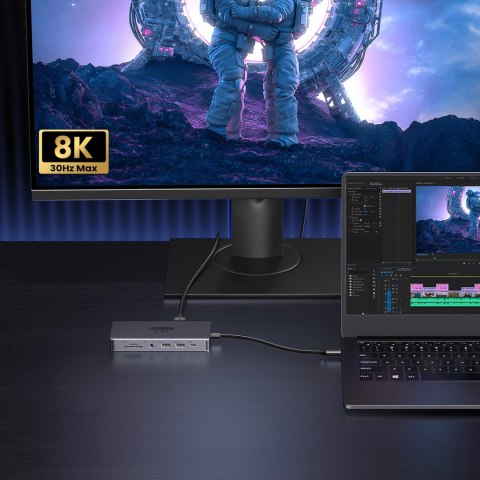 HUB Ugreen CM681 15978 13w1 USB-C - 2x USB-A 3.2 / 2x USB-A 3.0 / USB-C 3.2 / 2x HDMI / RJ45 / SD i TF / AUX / USB-C PD